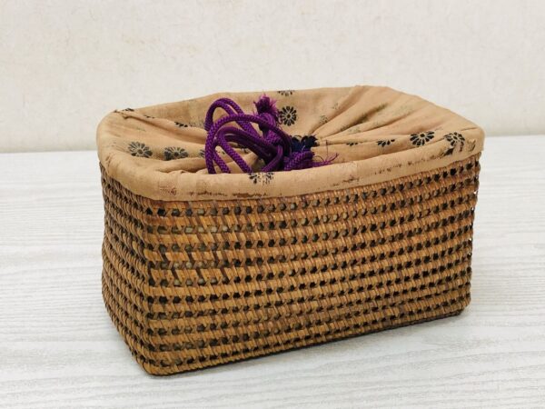 Y3698 Bamboo Woven Basket Travel Tea Ceremony storage case Japan antique vintage