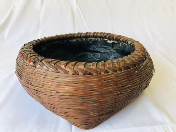 Y4381 Bamboo Woven Basket Charcoal container Japan antique tea ceremony utensils - Image 3