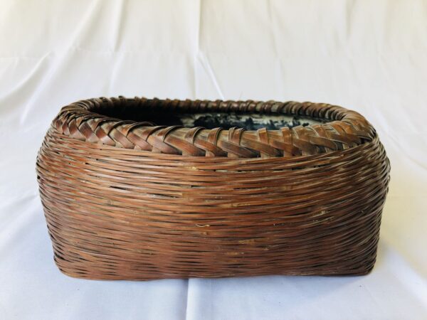 Y4381 Bamboo Woven Basket Charcoal container Japan antique tea ceremony utensils - Image 4