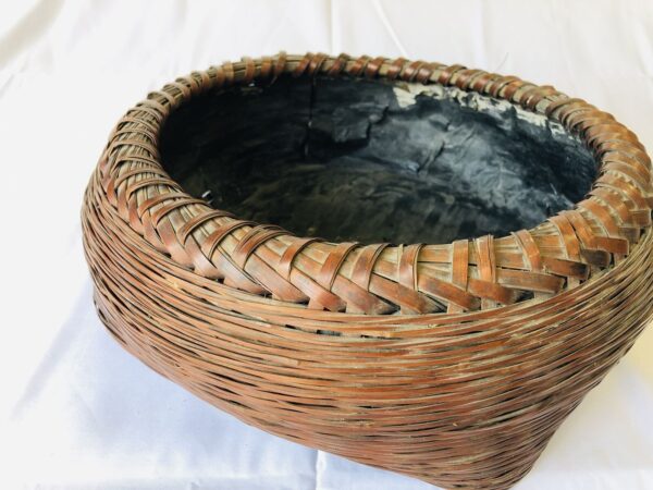 Y4381 Bamboo Woven Basket Charcoal container Japan antique tea ceremony utensils