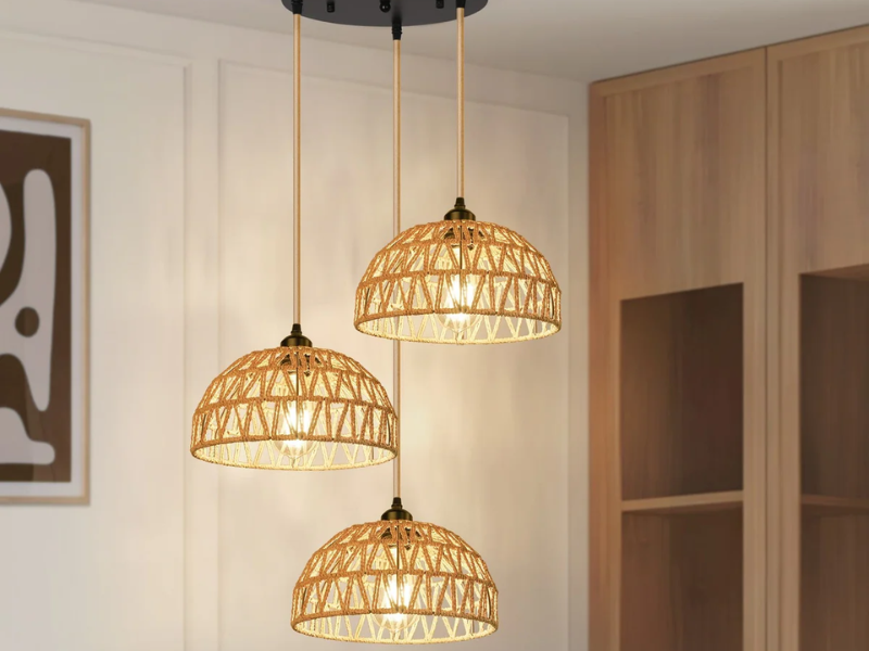 Geometric Rattan Pendant