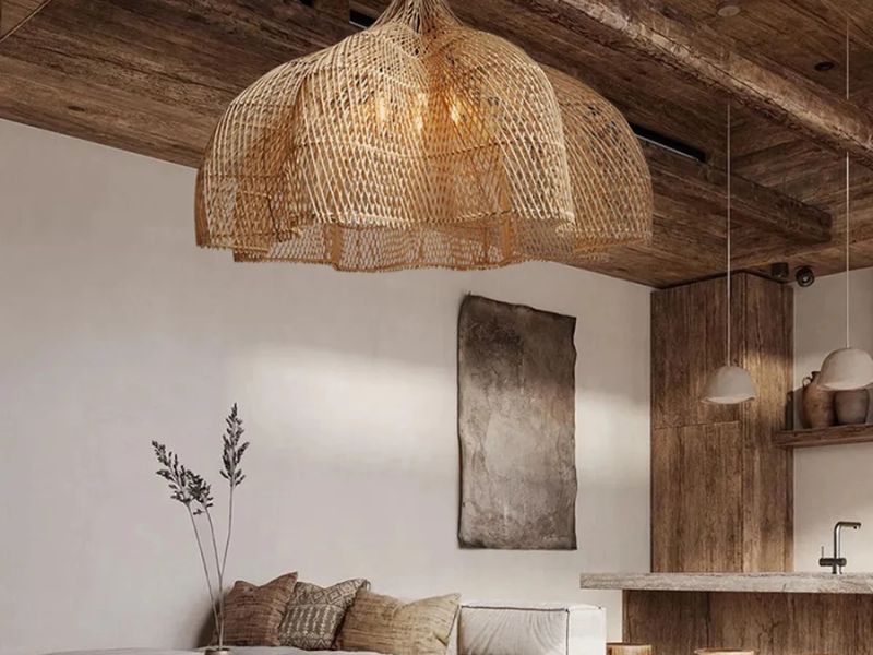 Rattan Pendant Light for Yoga or Meditation Room