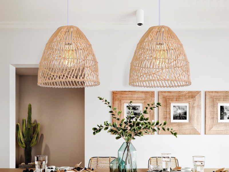 The Archer Rattan Pendant Light seamlessly complements various decor styles