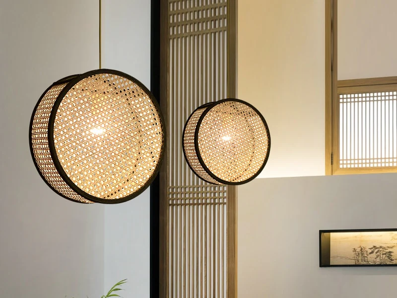 Round Bali Rattan Pendant Light