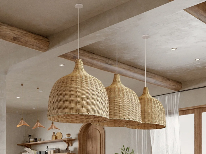 Bali Bamboo and Rattan Pendant Light