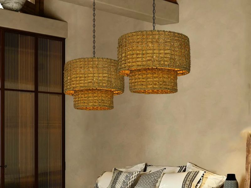 Double Pendant Rattan Lighting