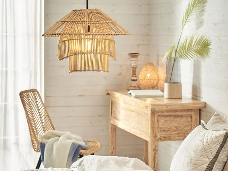 Tiered Rattan Pendant Light