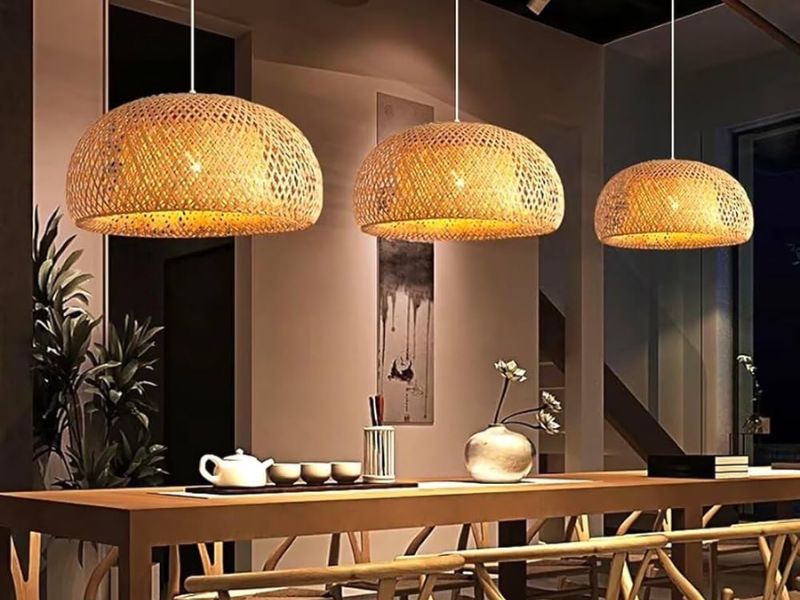 Tropical Palm Rattan Pendant