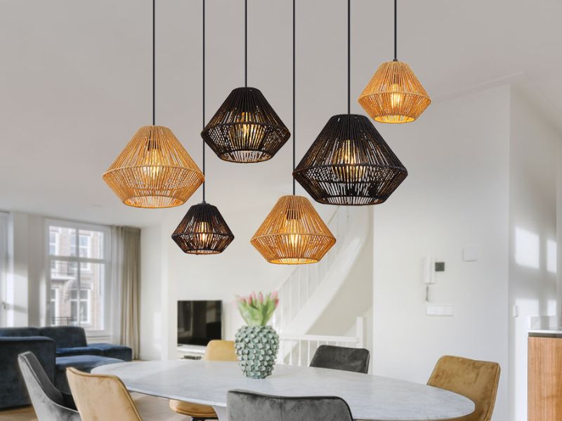 Black rattan pendant light ow-plr2