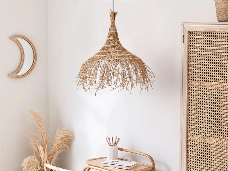 Rattan Fringe Pendant Light