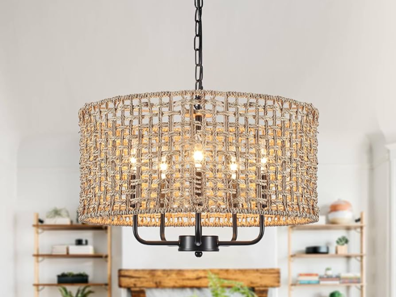 Rattan Drum Pendant Light