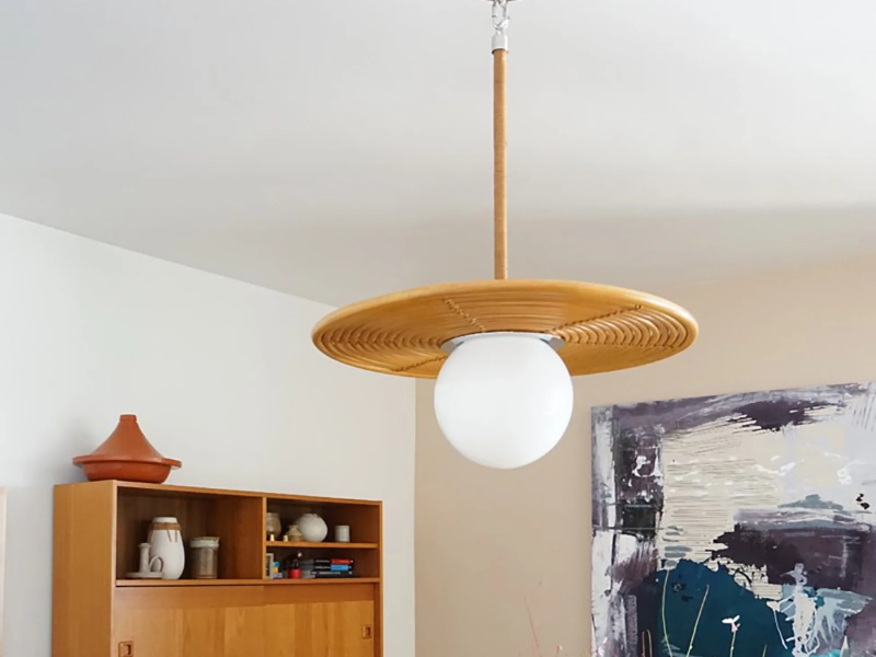 Rattan Hoop Pendant Light