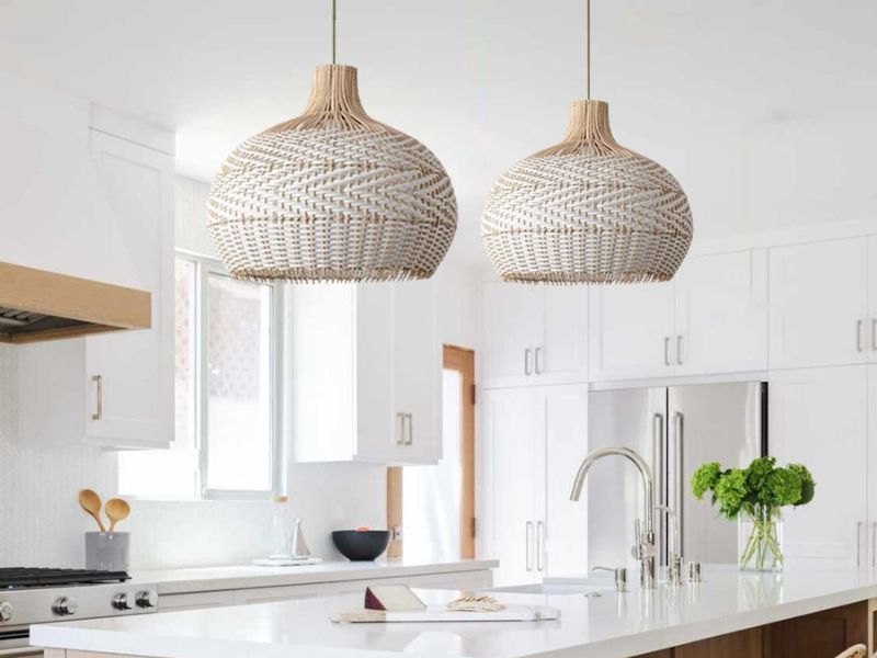 White Rattan Pendant Lights