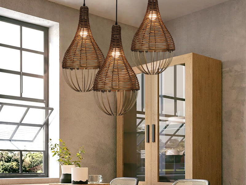 Teardrop Rattan Pendant Light