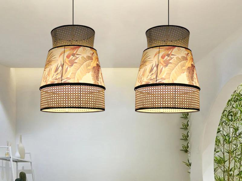 Flared Rattan Pendant Light