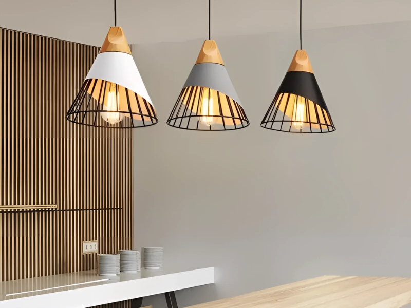 Pendant Light with Wood Accents