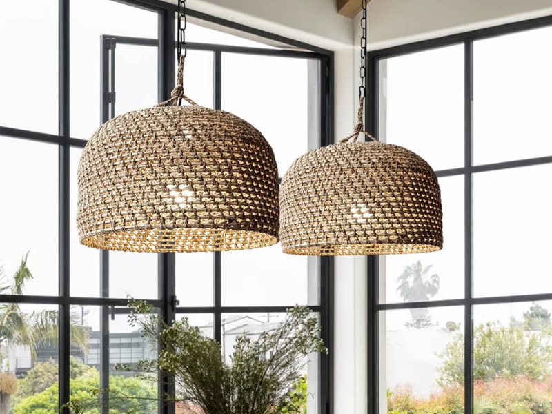 Rattan Pendant with Rope Details