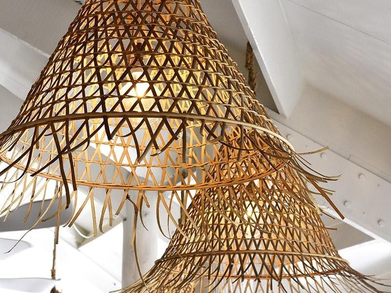 Rattan Pendant Light with Brass Details