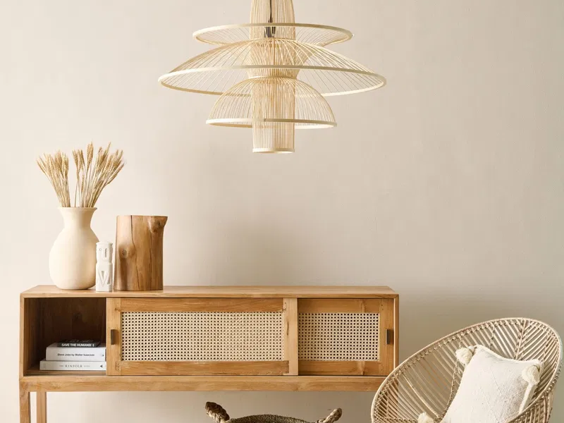 Tapered Rattan Pendant Light