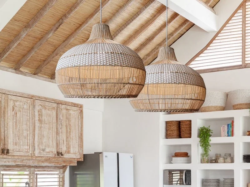 Industrial Style Rattan Pendant Light