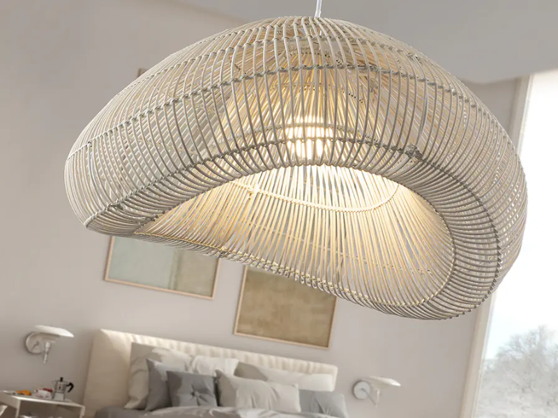 White Rattan Pendant Light