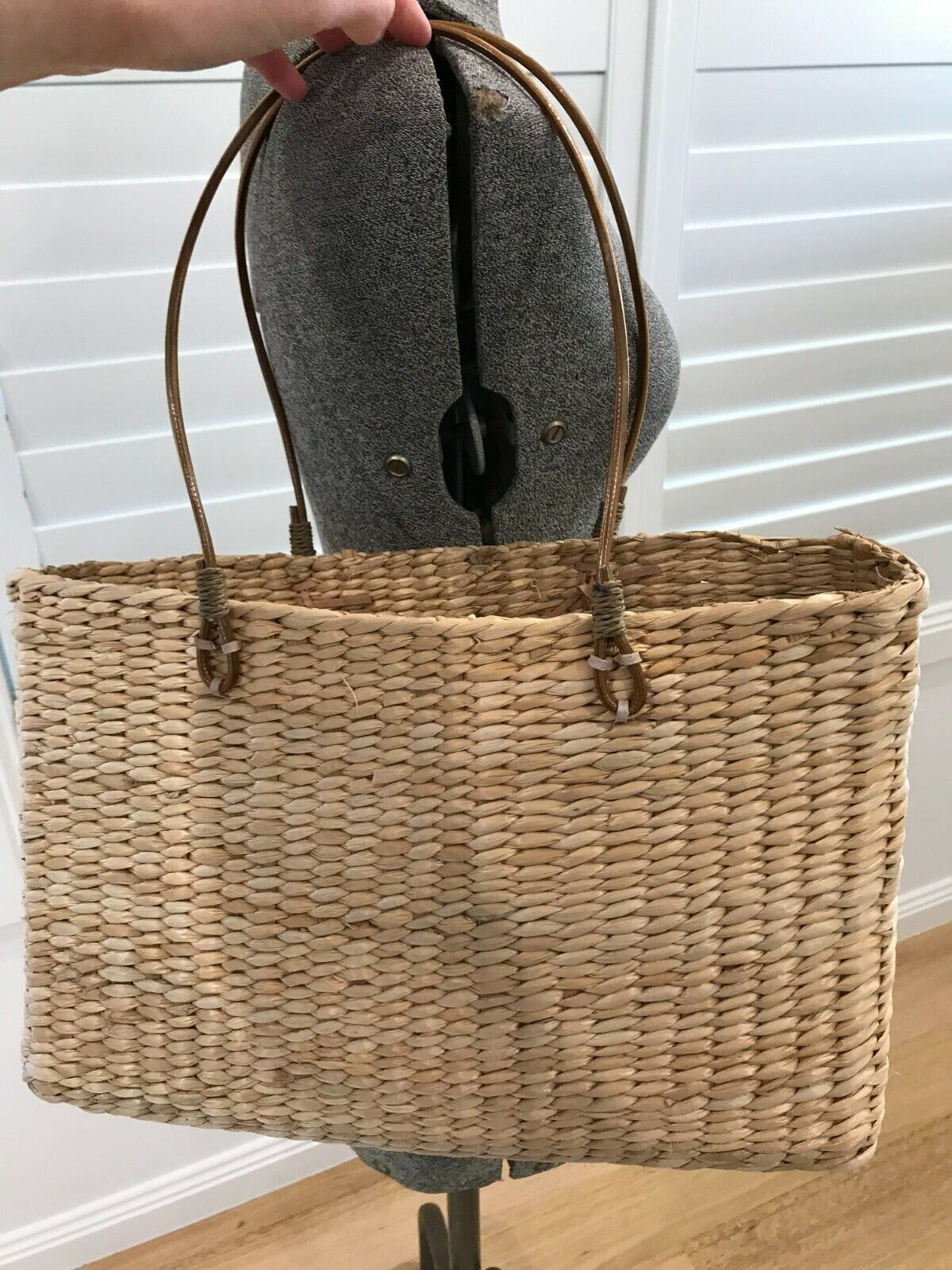 Cottagecore boho bohemian straw grass rattan style floral embroidered bag picnic - Image 6