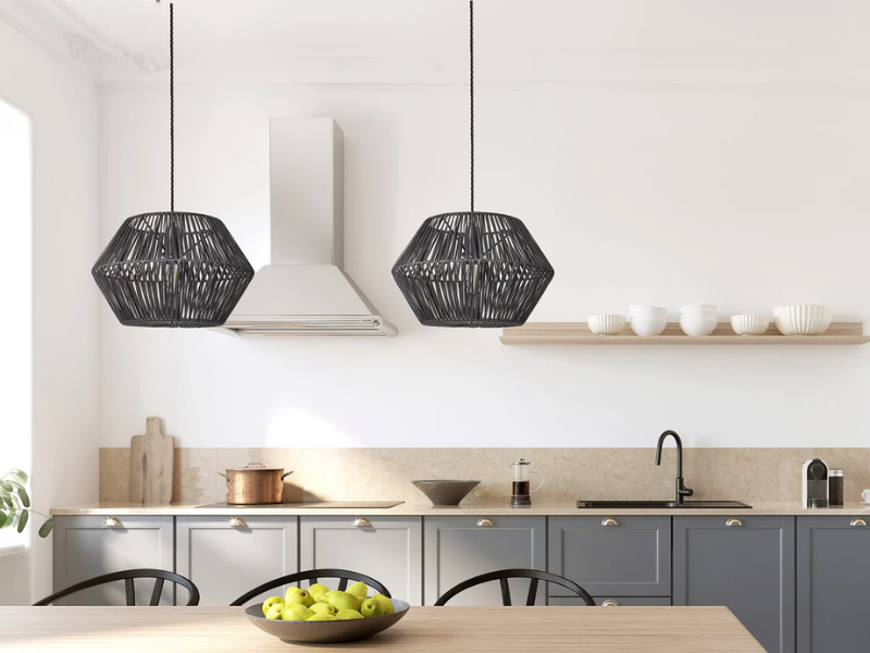 Hexagonal Rattan Pendant Light