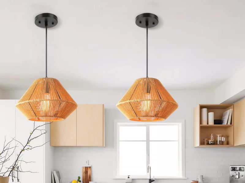 Octagon Rattan Pendant Light