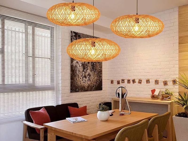 Multi-Light Rattan Pendant Chandelier