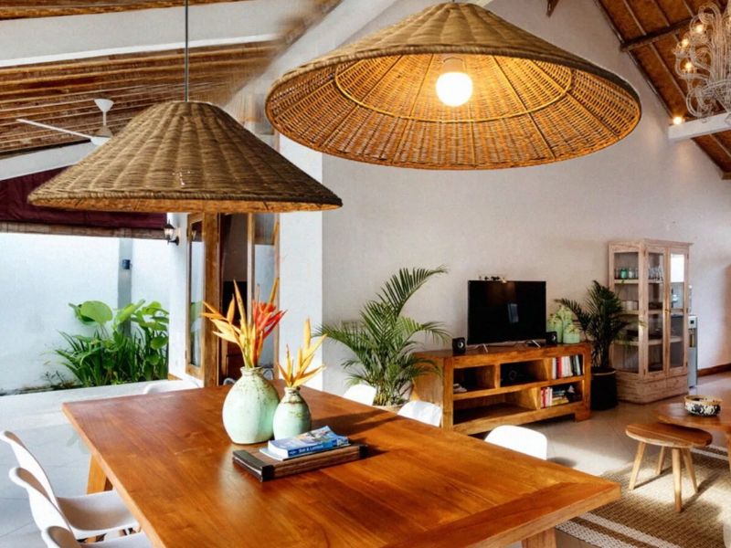 Cone-Shaped Rattan Pendant Light