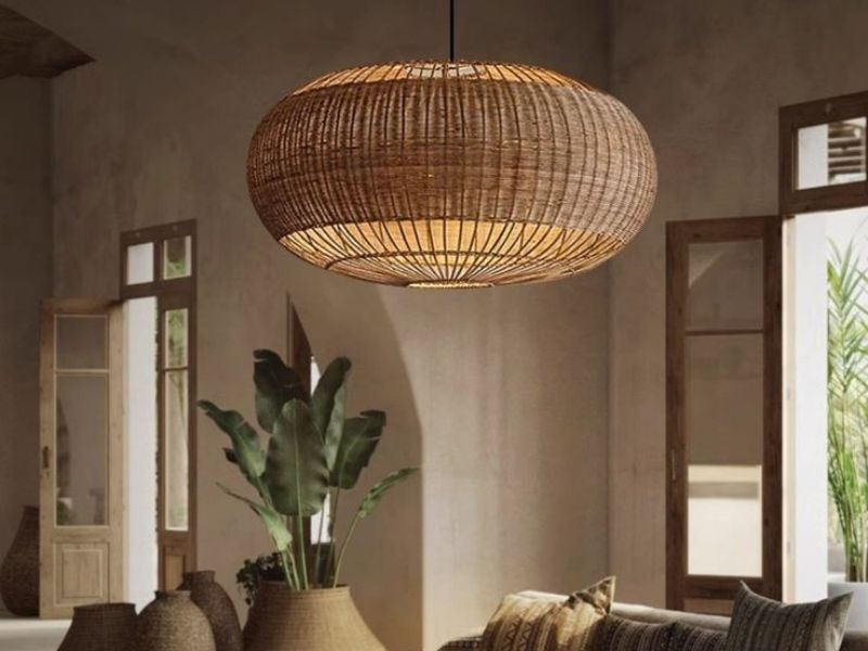 Adjustable Rattan Pendant Light