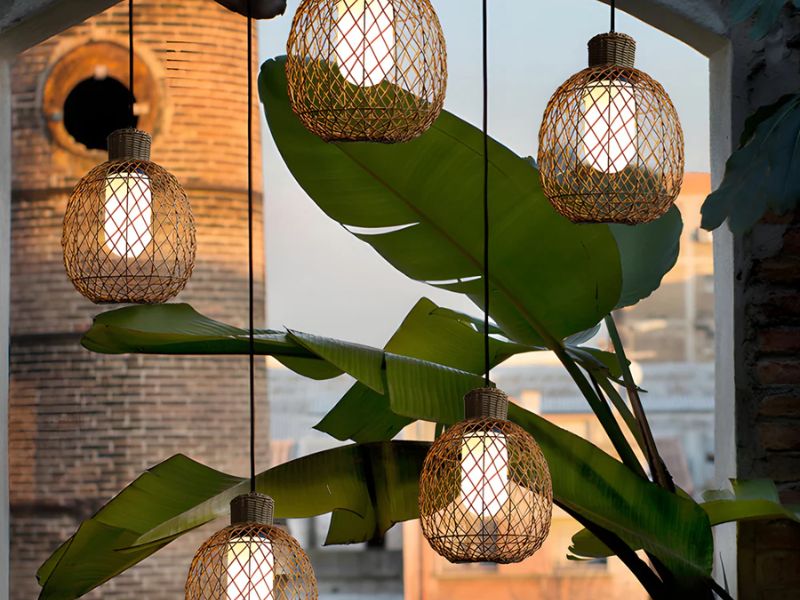 Hanging Lantern Rattan Pendant Light