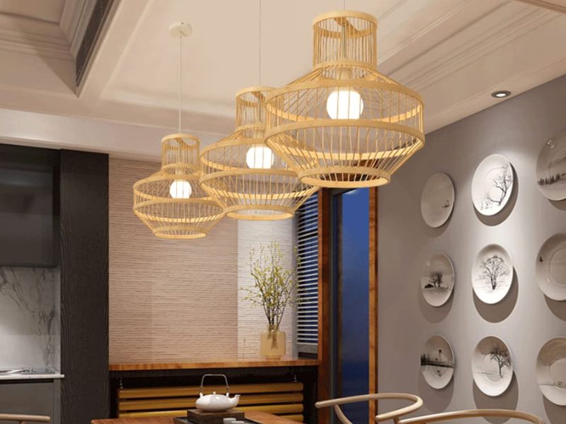 Open-Cage Rattan Pendant Light