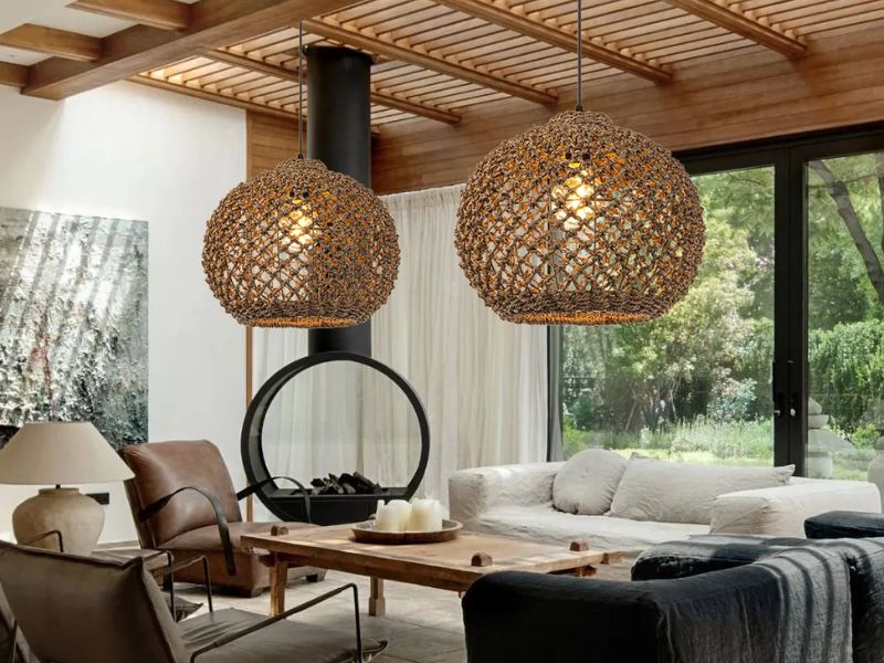 Boho Chic Rattan Pendant Light