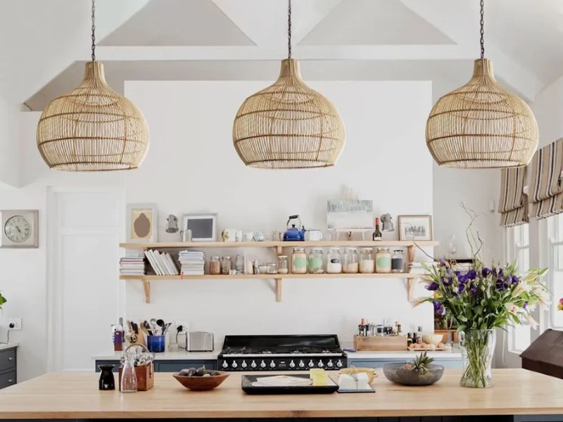 Rustic Rattan Basket Pendant Light