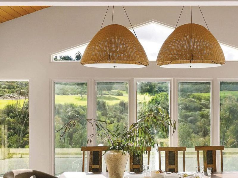 Rattan pendant light large with Metallic Accents