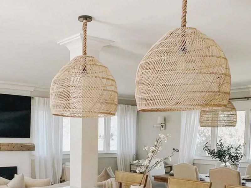 Huge rattan pendant light - Minimalist Circular Rattan Pendant