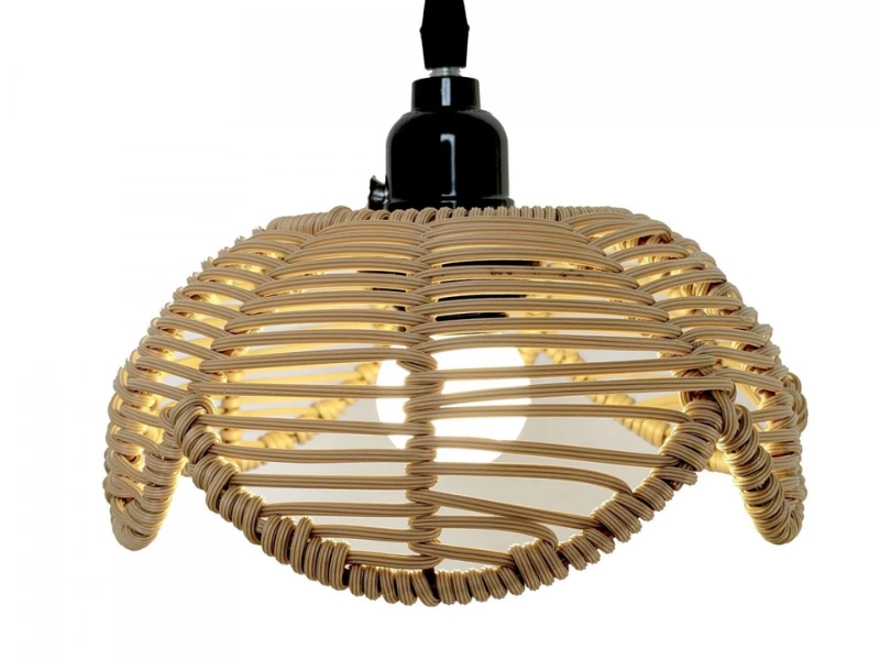 Pendant Light with Lotus Rattan Shade