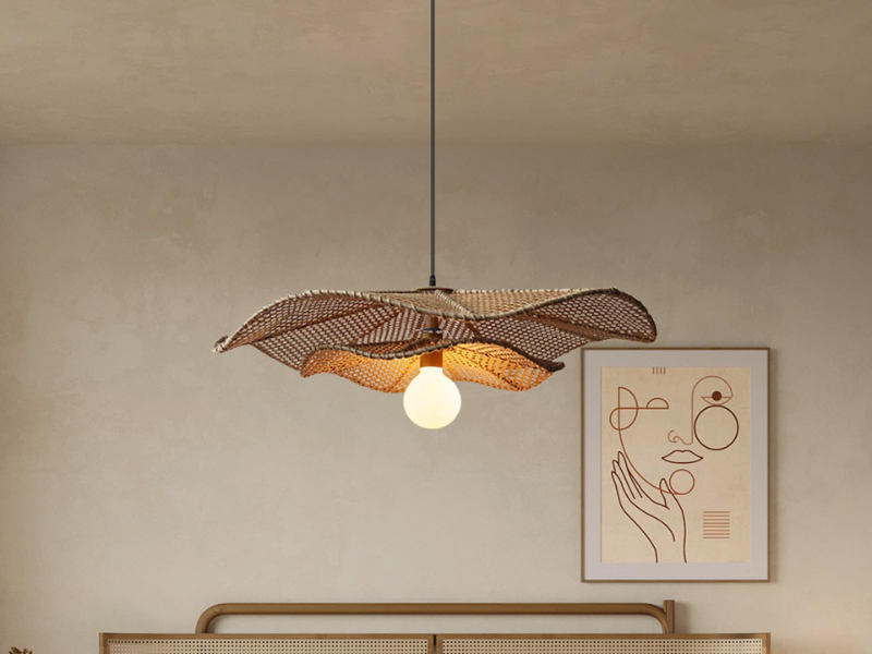 Double Lotus Rattan Pendant Light