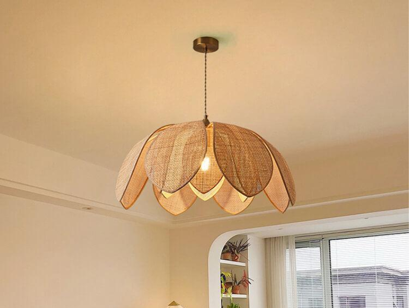 Minimalist Lotus Rattan Pendant Light