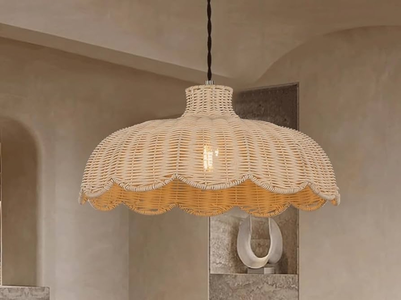 Large Lotus Rattan Chandelier