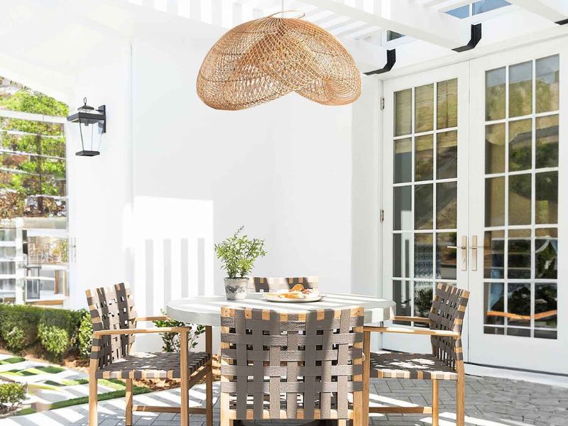  Pendant Light with Natural Rattan and Glass