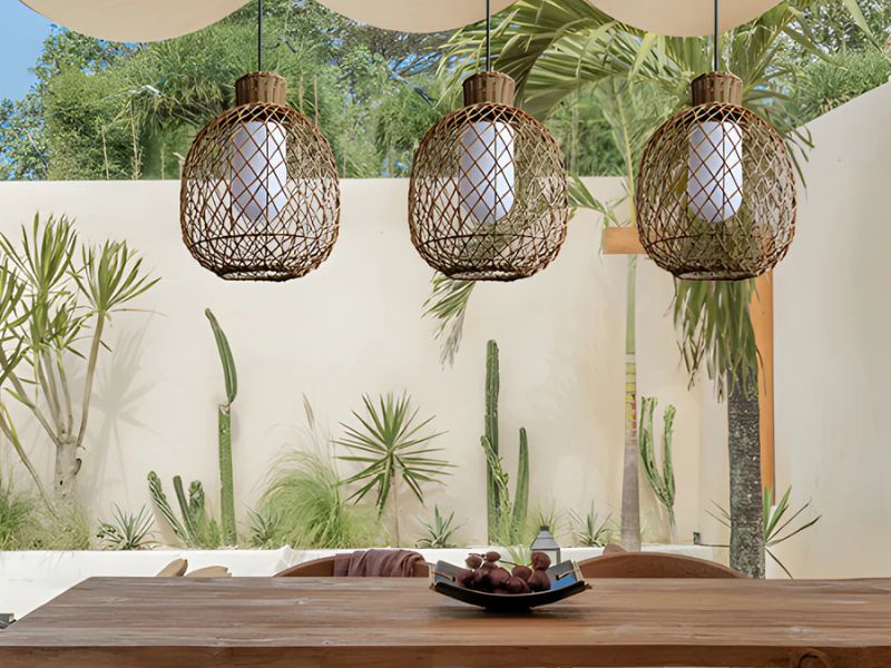 Rustic Rattan Pendant Light