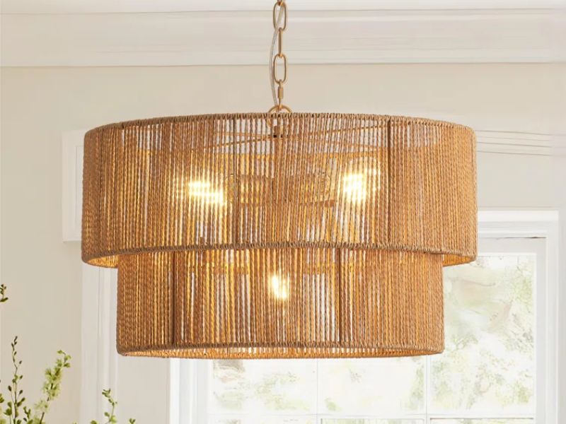 Rattan Pendant Light with LED Integration