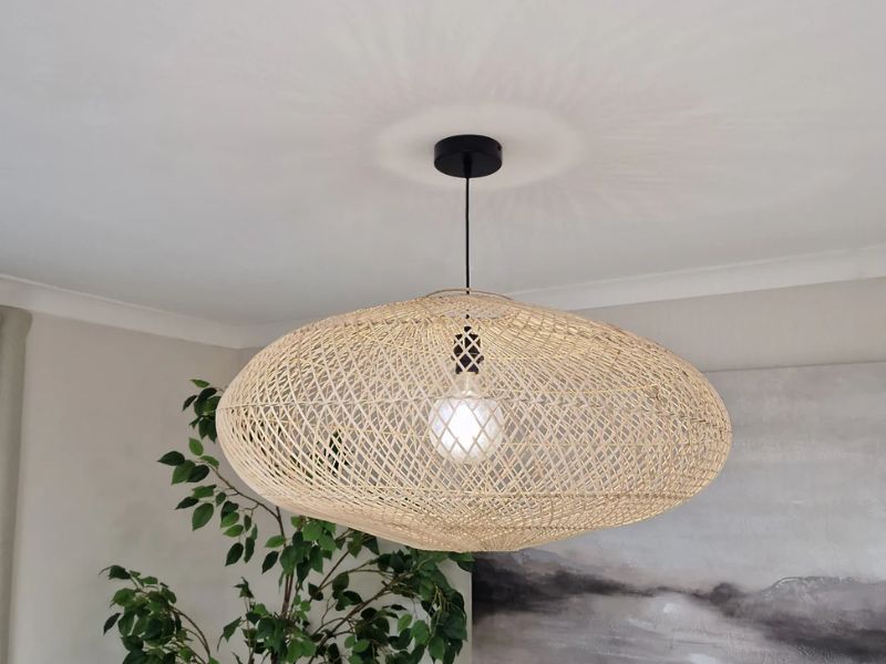 Double Rattan Pendant Light