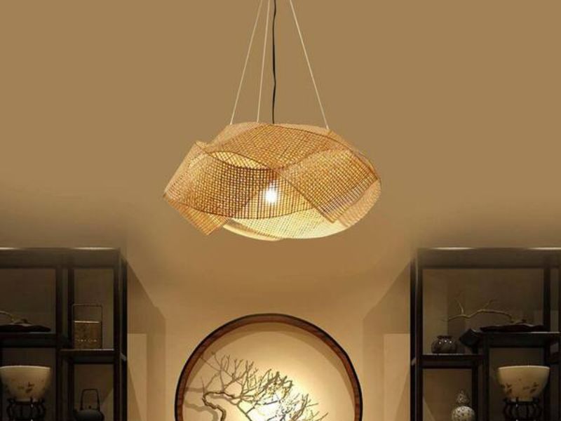 Rattan Pendant Light with Metal Frame