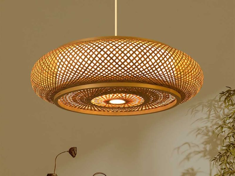 Scalloped Rattan Pendant Light