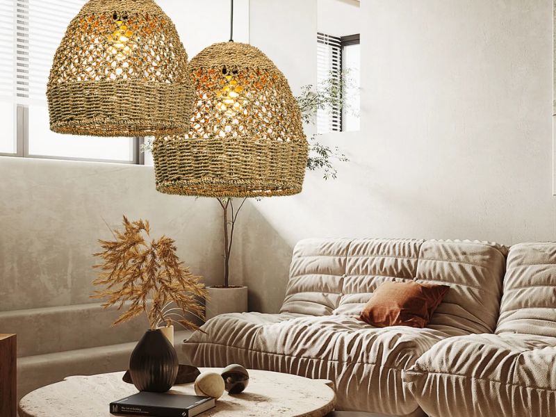 Hanging Dome Rattan Pendant Light