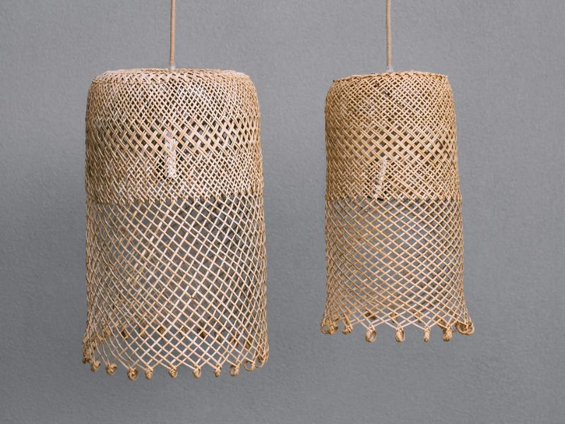 Cylindrical Rattan Pendant Light