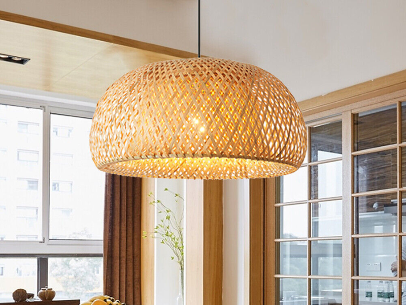 Bamboo-Enhanced Rattan Pendant